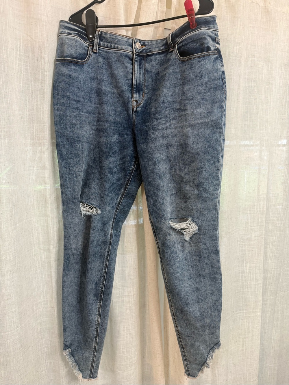 Maurice’s Distressed High-Waist Women's Jeans in Faded Blue - XXL Long